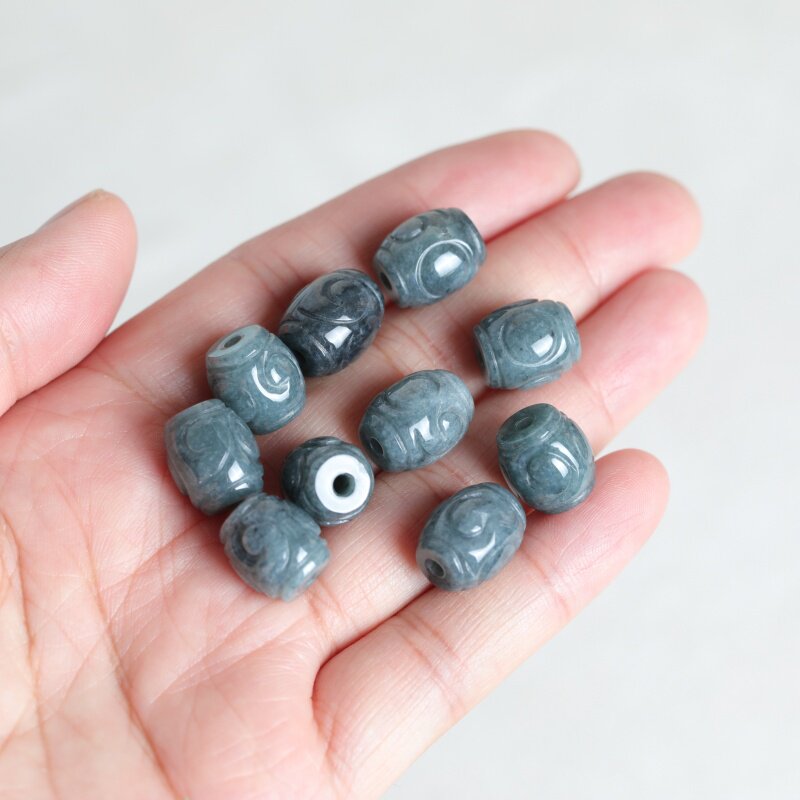 Earrings - 5個入り天然ブルーウォータージェイドリップルバケットビーズ DIYブレスレットイヤリングチャームジュエリーファッションアクセサリーお守りギフト女性男性用