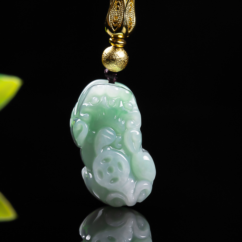 Necklaces - 天然ビルマ産エメラルドピーグリーン翡翠貔貅マネーペンダントネックレスお守りジュエリーギフト男性証明書女性ギフト