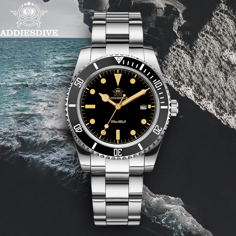Watch Accessories - ADDIESDIVE 39mm メンズ腕時計 カレンダー表示 C3グリーン夜光 20気圧防水