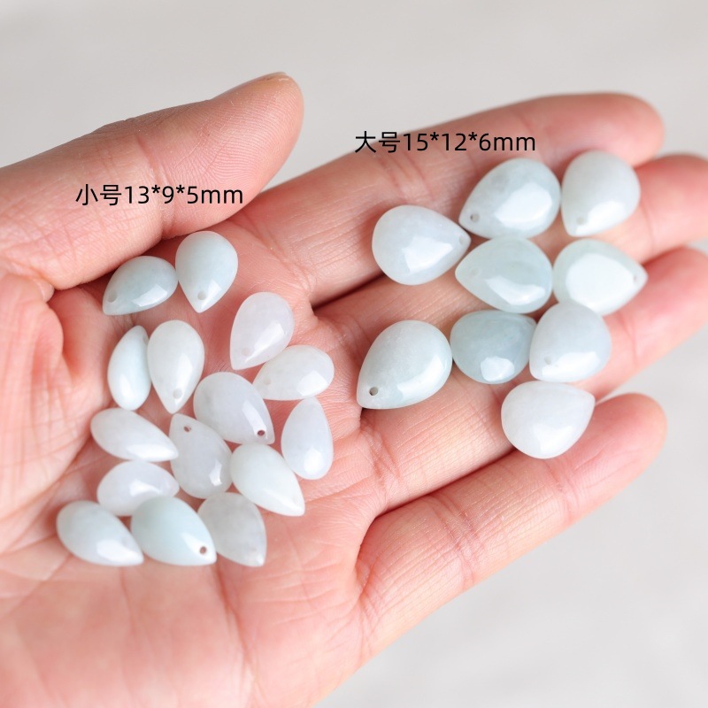 Earrings - 5PC 天然翡翠エメラルド水滴ビーズアクセサリー DIY イヤリングペンダントチャームジュエリーファッション手彫りお守りギフト