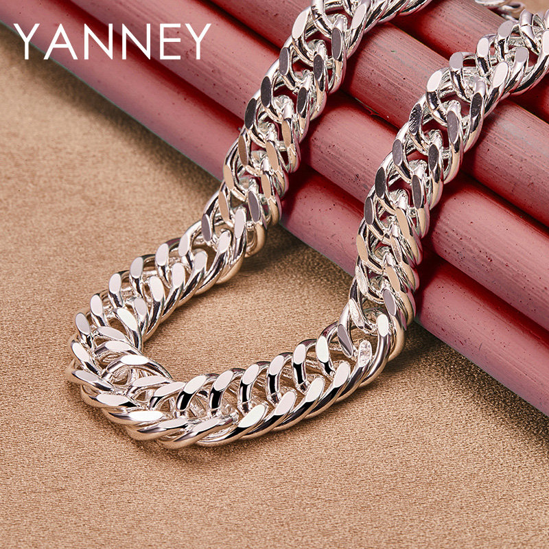 Cuban Link Chain 12Mm - 男性と女性のためのスネークチェーンネックレス,925スターリングシルバー,ヒップホップチャーム,ジュエリーギフト,ウェディング,ファッション,10mm, 20インチ,24インチ