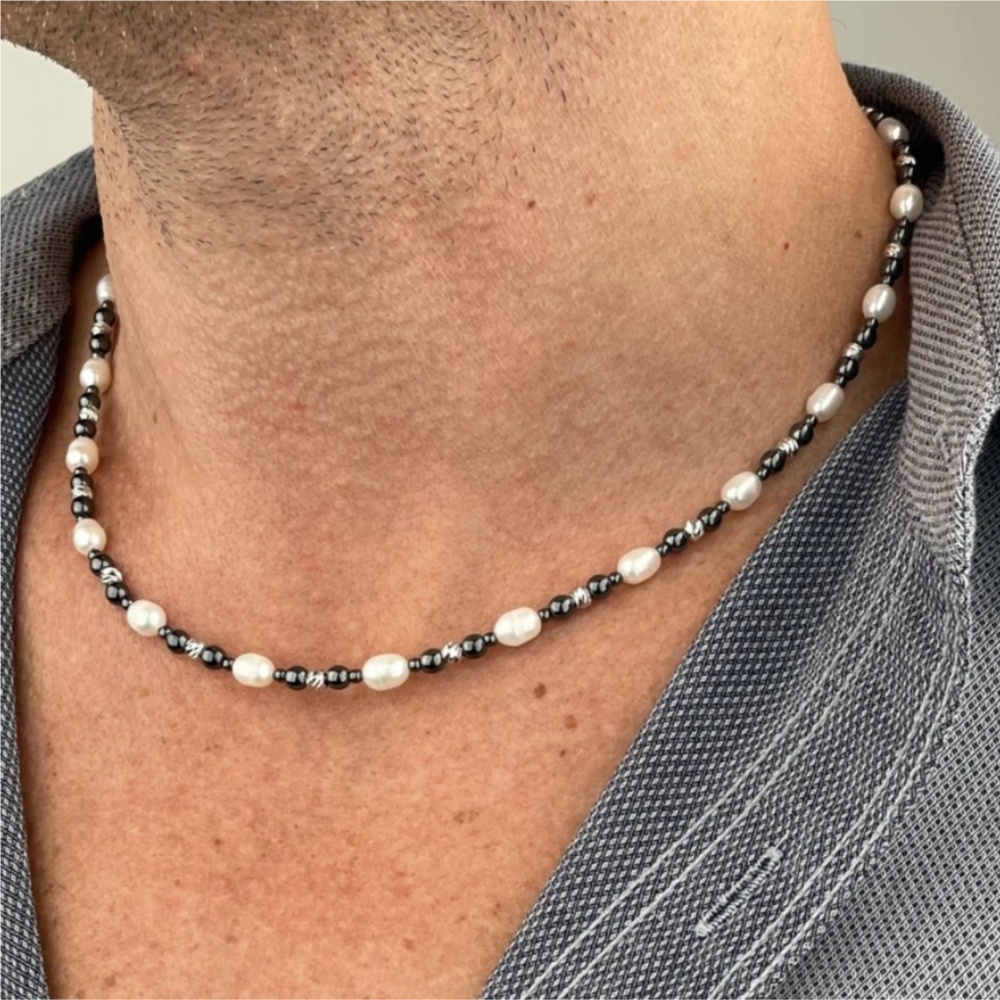 レトロブラック天然石バロックパールチェーンネックレスシンプル - Pearl Choker Necklace Vintage のレビューと価格