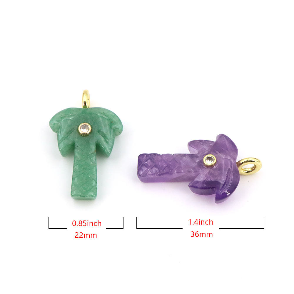 天然石ココナッツツリーペンダント、ジルコンクリスタル宝石チャ - Crystal Pendant Necklace Natural Stone のレビューと価格