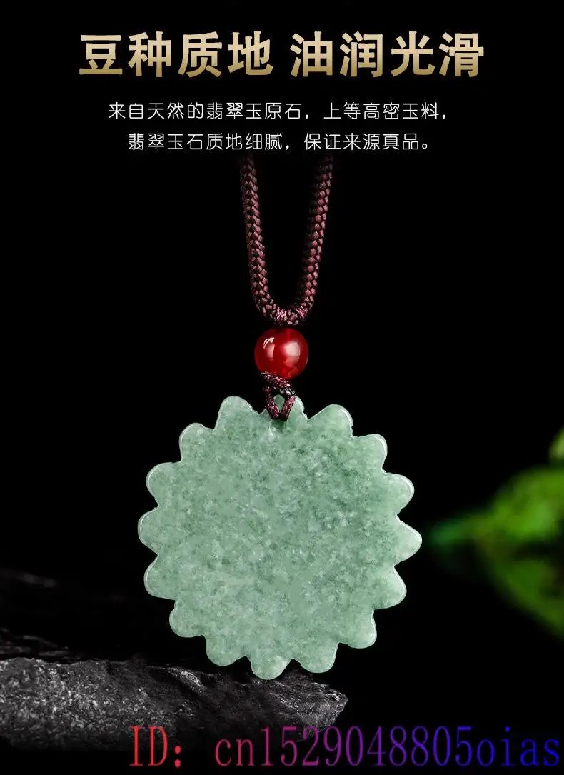 男性用の緑の翡翠のひまわりのペンダントネックレス,彫刻された - Necklaces のレビューと価格