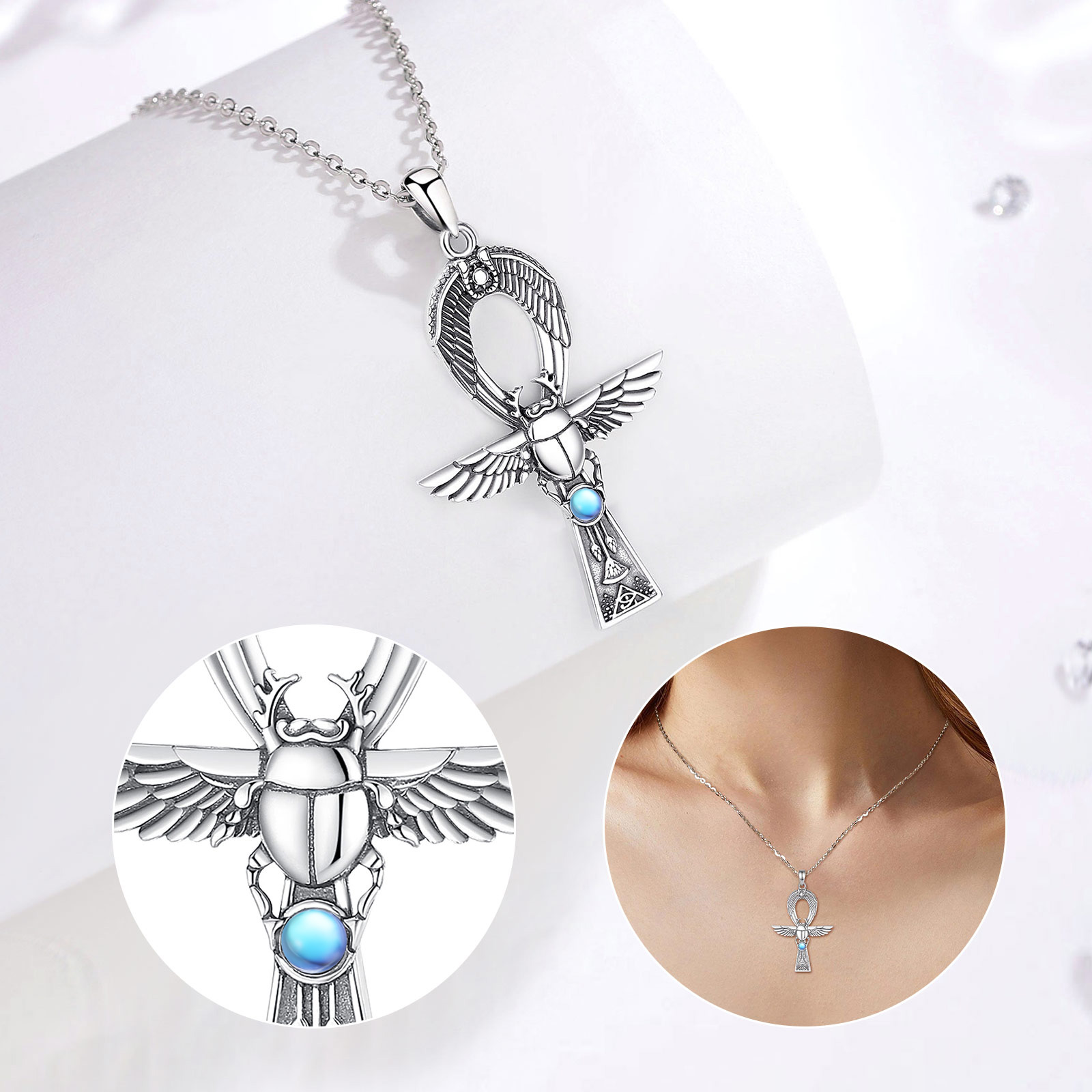 Eudora-男性と女性のための古代エジプトのアンクルネック - 925 Sterling Silver Chain Necklace Men のレビューと価格
