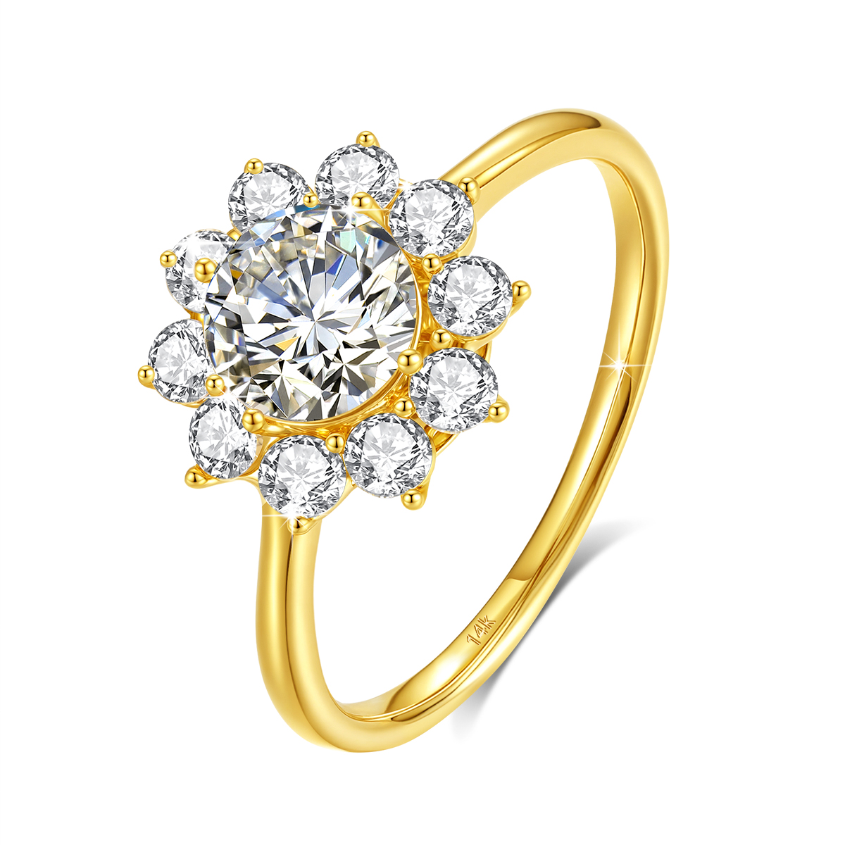 Szjinao 100%本物の14金フラワーリング、フルモア - Moissanite Engagement Ring 1 Carat のレビューと価格
