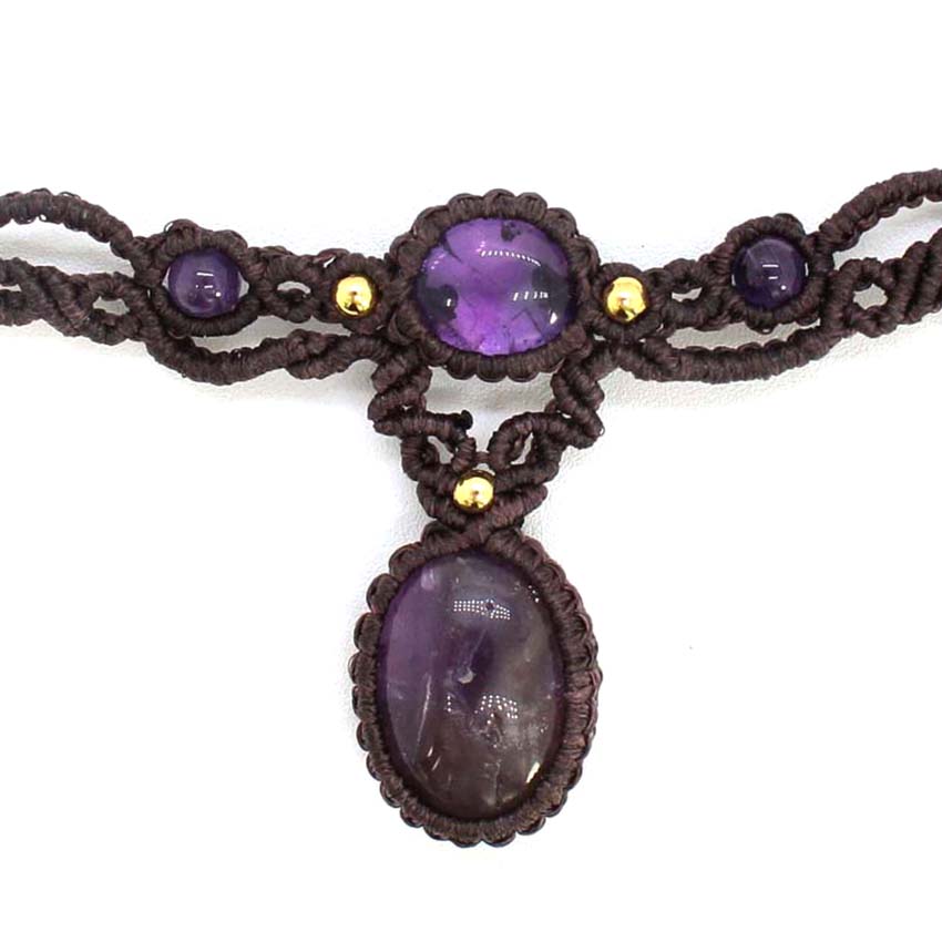 クリスタル編組マクラメストーンペンダントネックレス女性のため - Crystal Pendant Necklace Natural Stone のレビューと価格