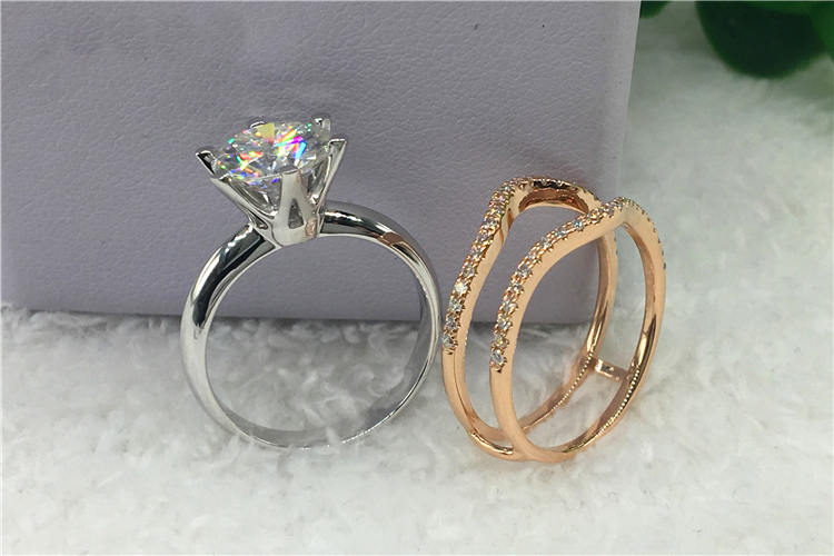 カスタムソリッド18K Au750ホワイトゴールド女性用結婚 - Moissanite Engagement Ring 1 Carat のレビューと価格