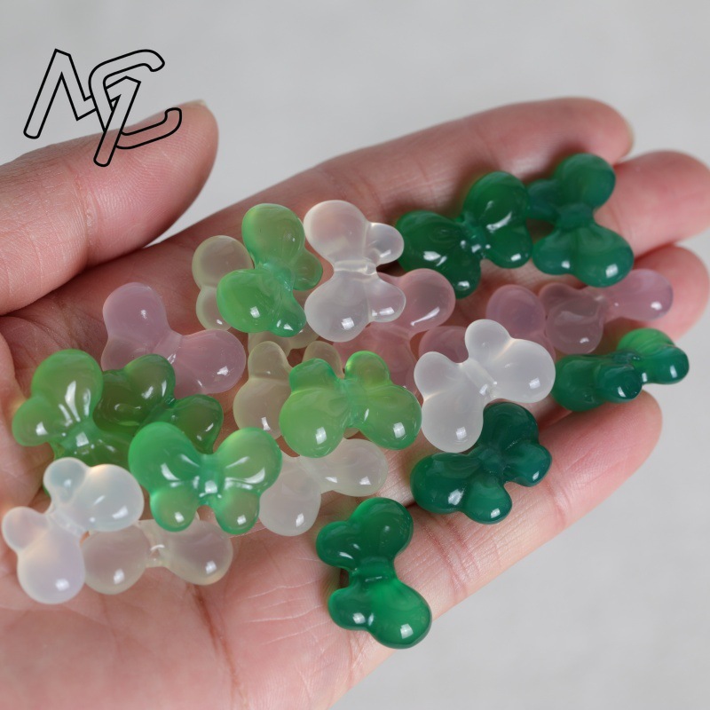 2PC 天然カルセドニー両面蝶ネクタイ DIY ペンダントビ - Earrings のレビューと価格