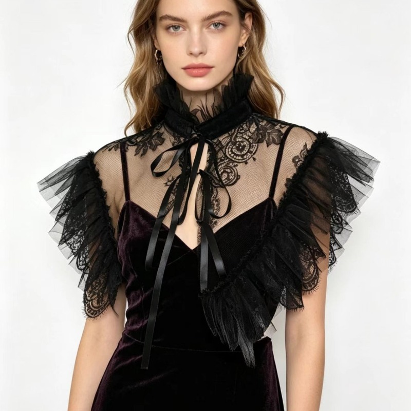 ゴシックスタイルのレースチュール付け襟ショール、ハロウィンパ - Necklaces のレビューと価格