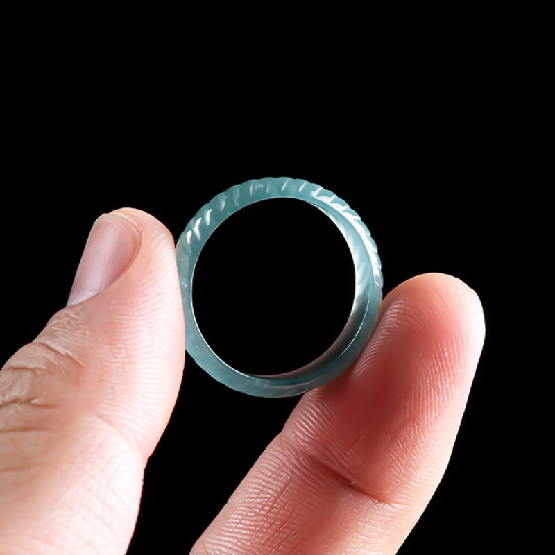 ブルーリアルビルマ翡翠リング高級エメラルド彫刻ギフトヴィンテ - Rings のレビューと価格