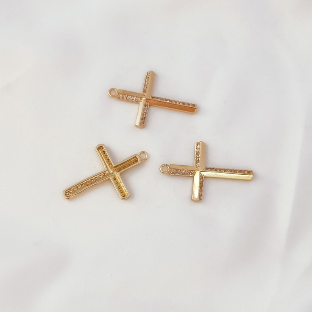 14Kゴールドメッキジルコンクロスペンダントブレスレット、ネ - Cross Pendant Necklace Gold のレビューと価格