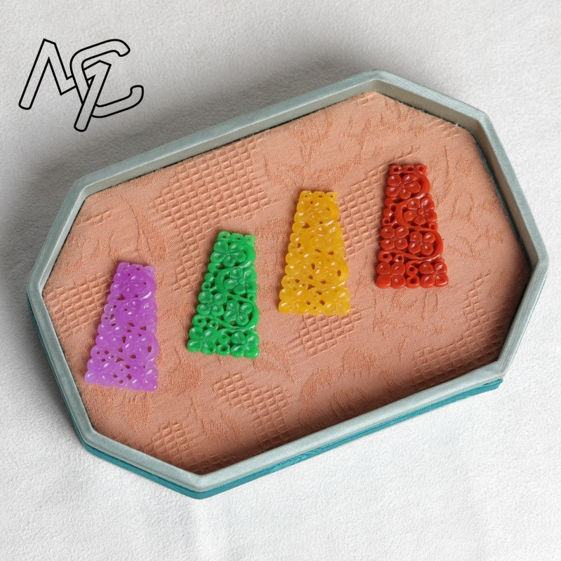 1pc 天然翡翠 4 色両面中空彫刻アクセサリー DIY イ - Earrings のレビューと価格