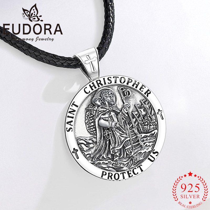 Eudora 新 925 スターリングシルバー聖クリストファ - 925 Sterling Silver Chain Necklace Men のレビューと価格