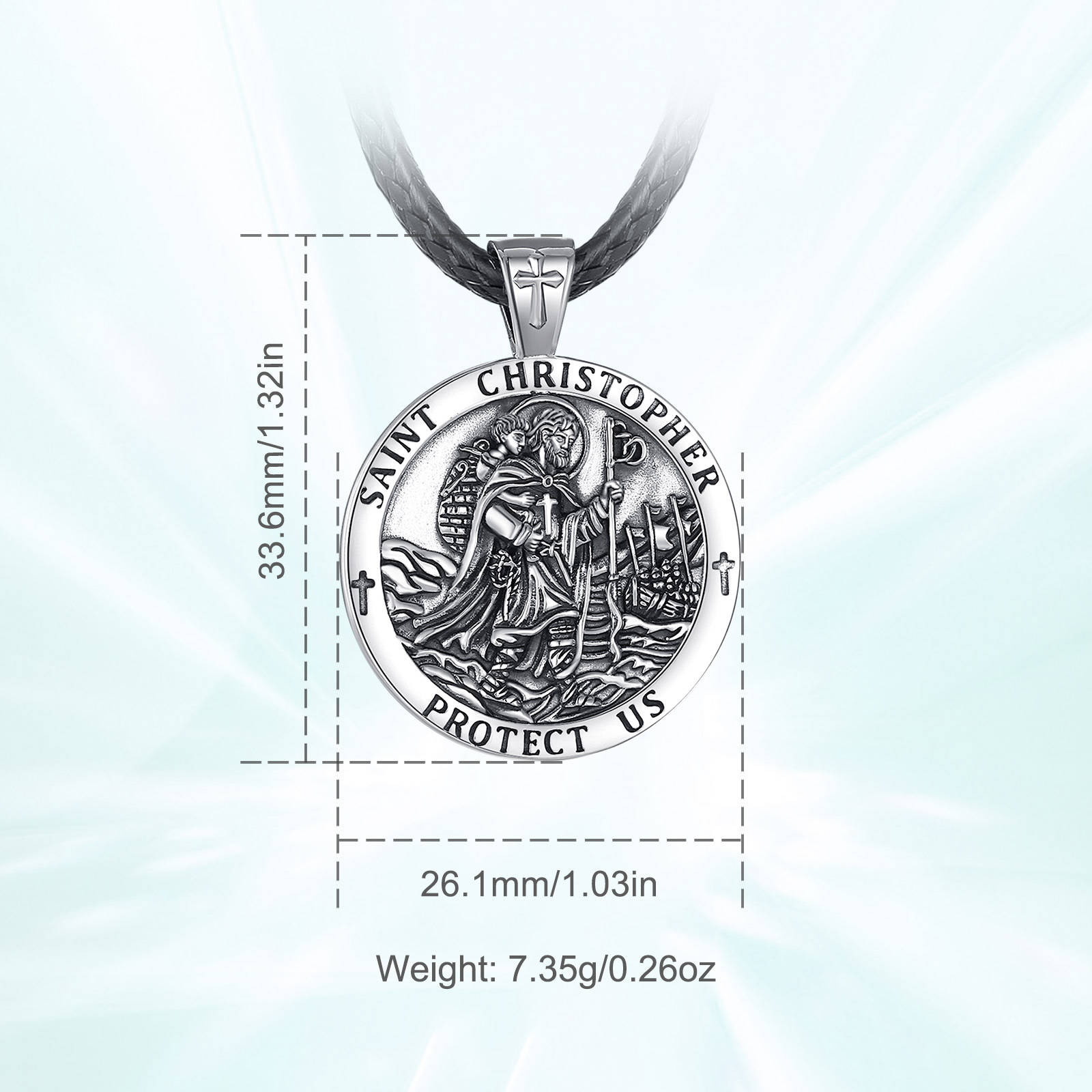 Eudora 新 925 スターリングシルバー聖クリストファ - 925 Sterling Silver Chain Necklace Men のレビューと価格